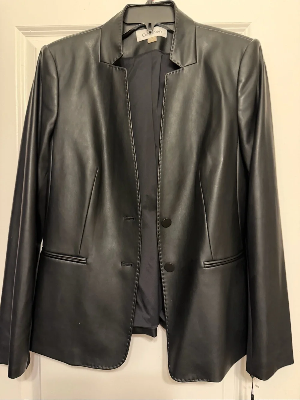 Calvin Klein Black Faux Leather Blazer